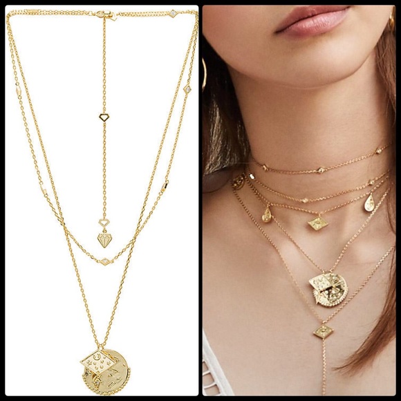 wanderlust + co Jewelry - WANDERLUST + CO 🌙 Ines Double Gold Necklace NWT
